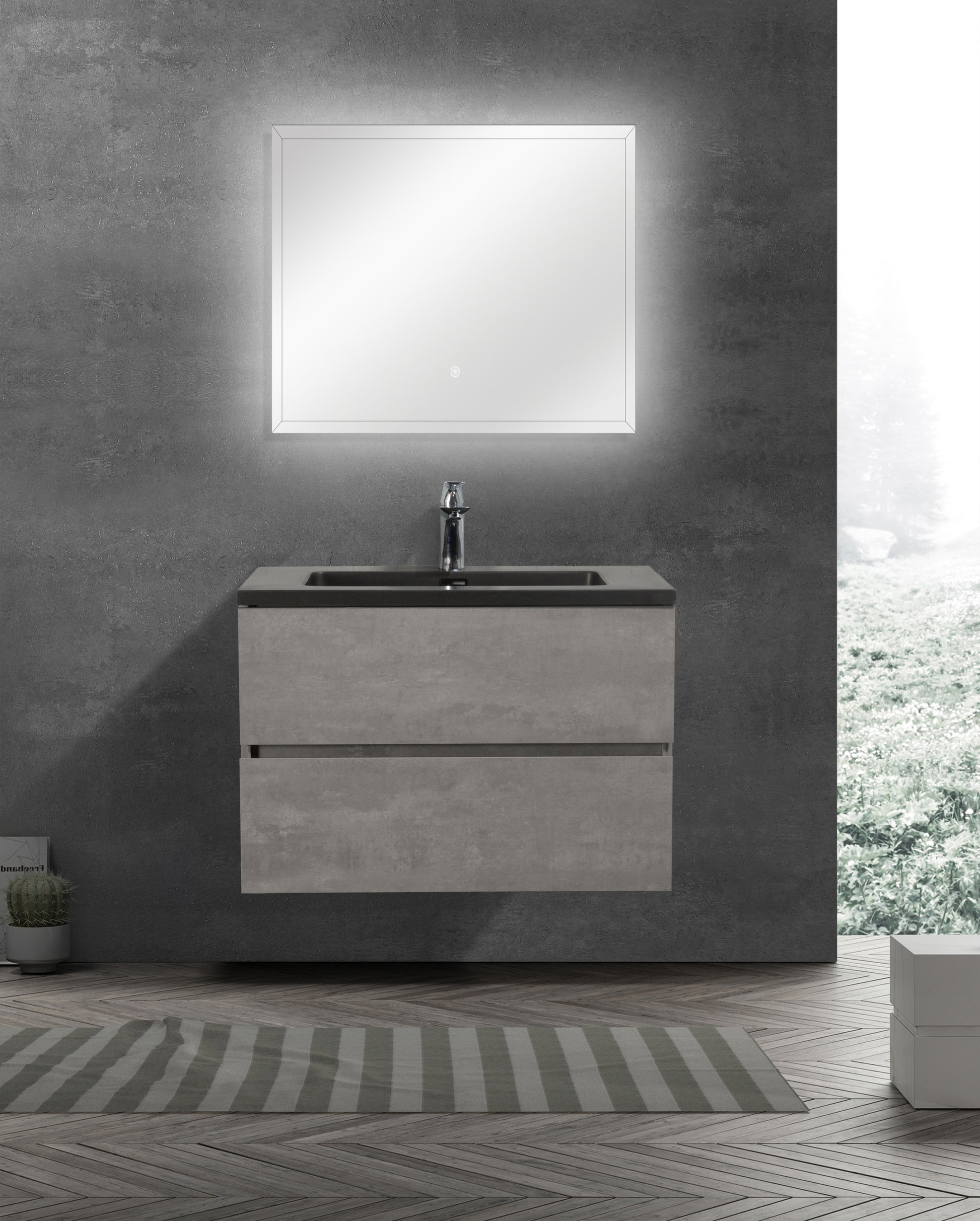 30'' Wall Hung Bathroom Vanity in Ash Gray With