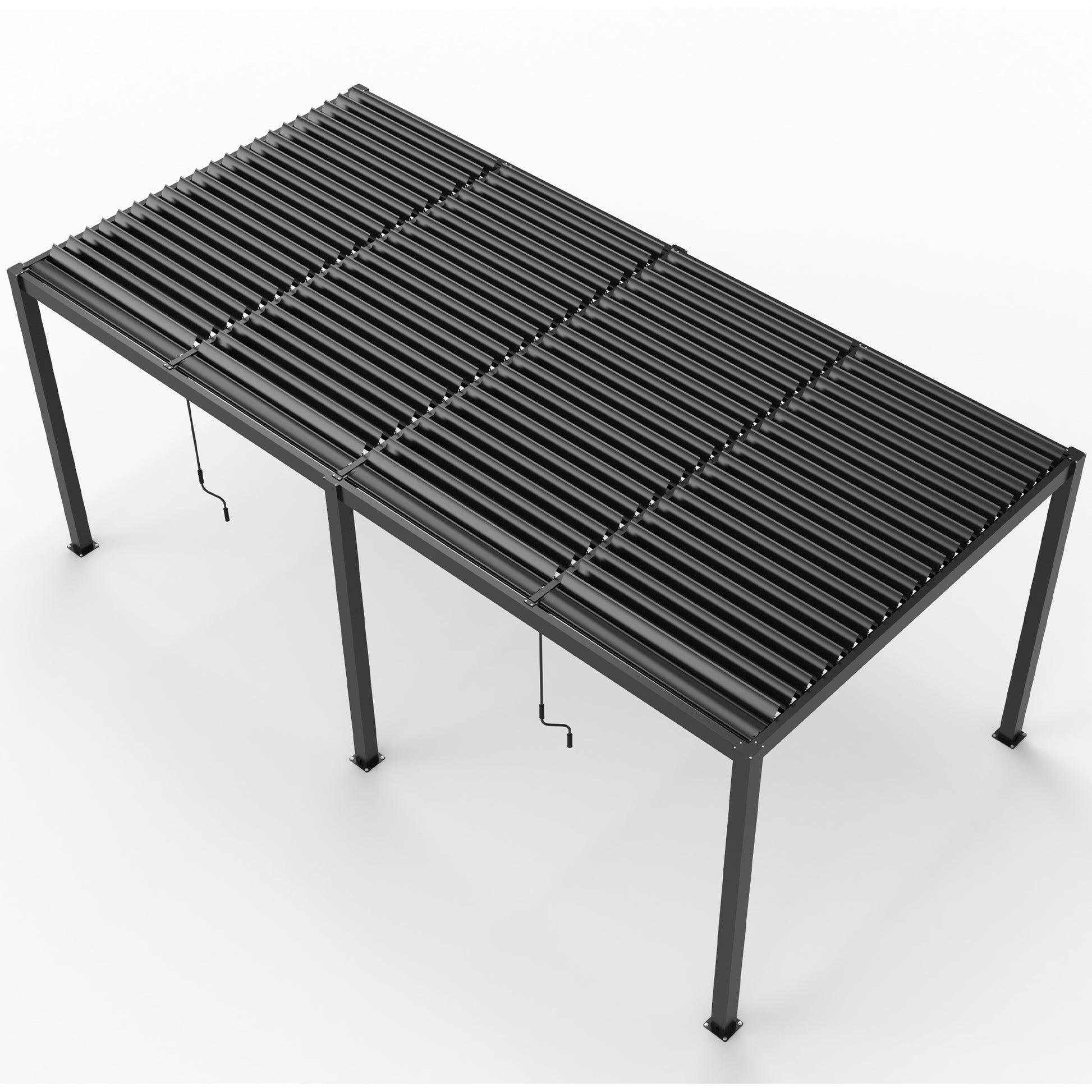 8610J Louver Pergola 10X19Ft Aluminum Frame & Louvers Black Aluminium