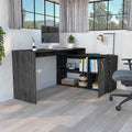 Axis Modern L Shaped Computer Desk With Open & Closed Storage Smokey Oak Gray Computer Desk Office Freestanding L Shape Desk Rectangular Particle Board Particle Board