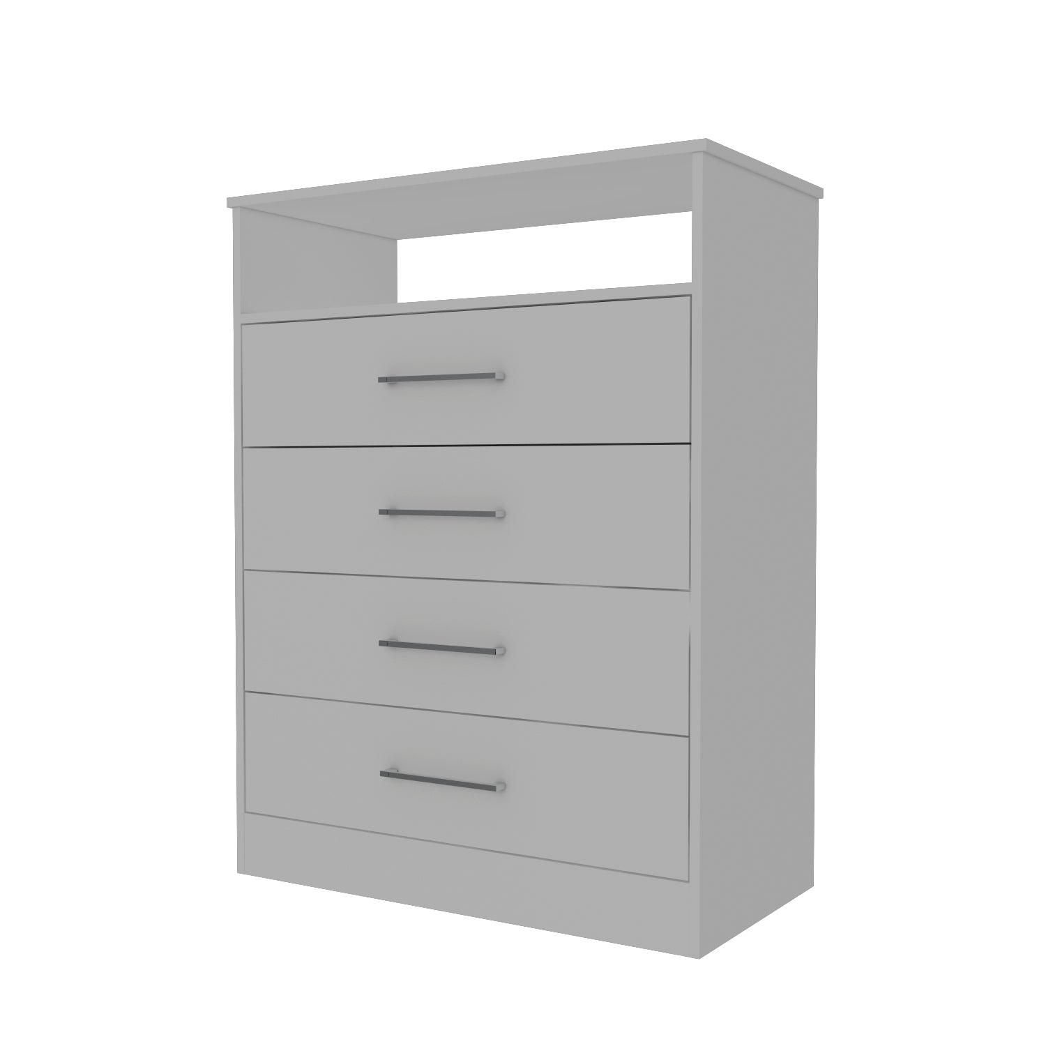 Continental Dresser, Superior Top, Four Drawers, One Shelf White White Bedroom Modern Particle Board Particle Board