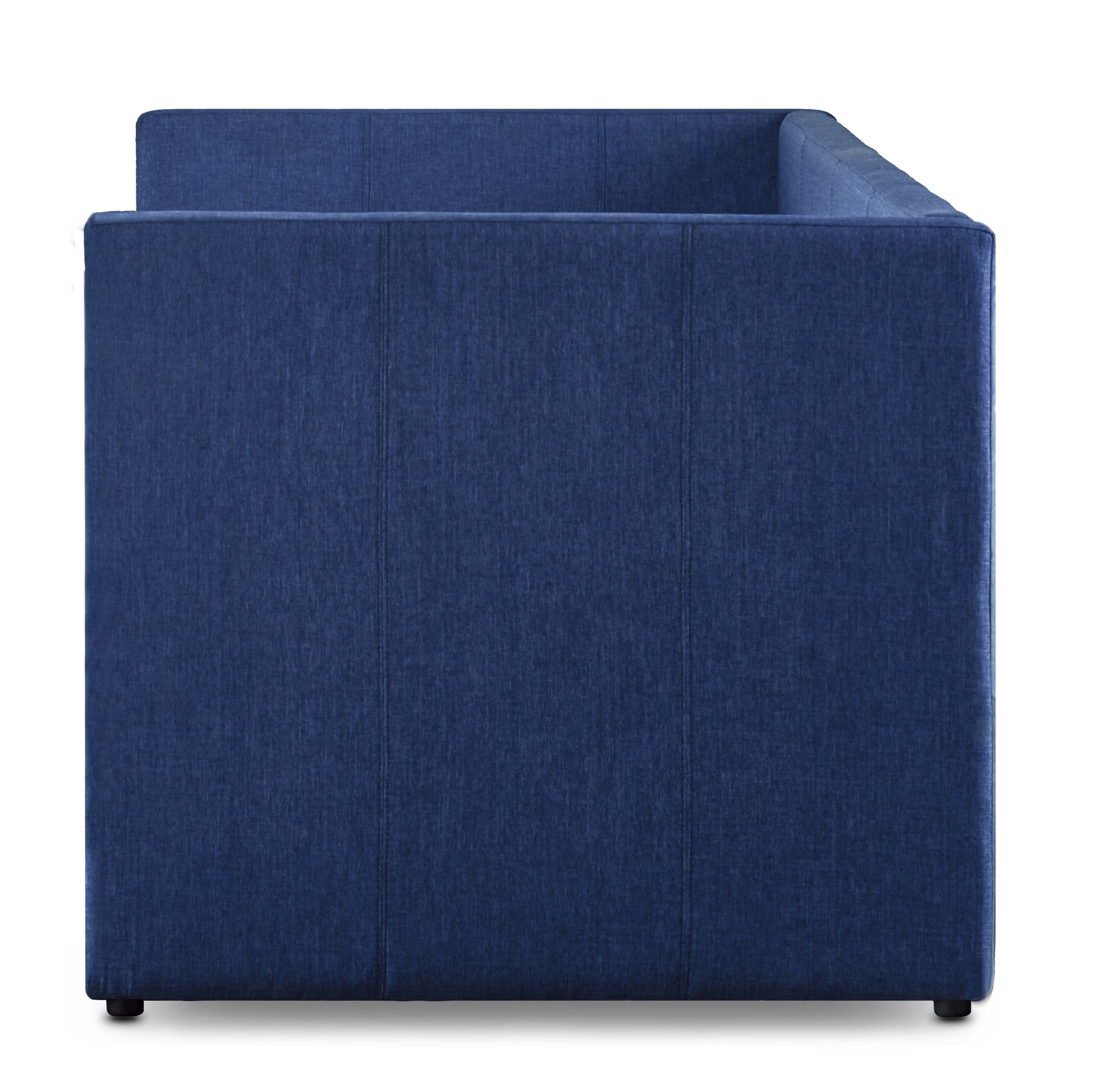 Blue Fabric Upholstered 1Pc Day Bed With Pull Out Trundle Trim Wood Frame Furniture Twin Box Spring Not Required Blue Wood Bedroom Polyester Wood