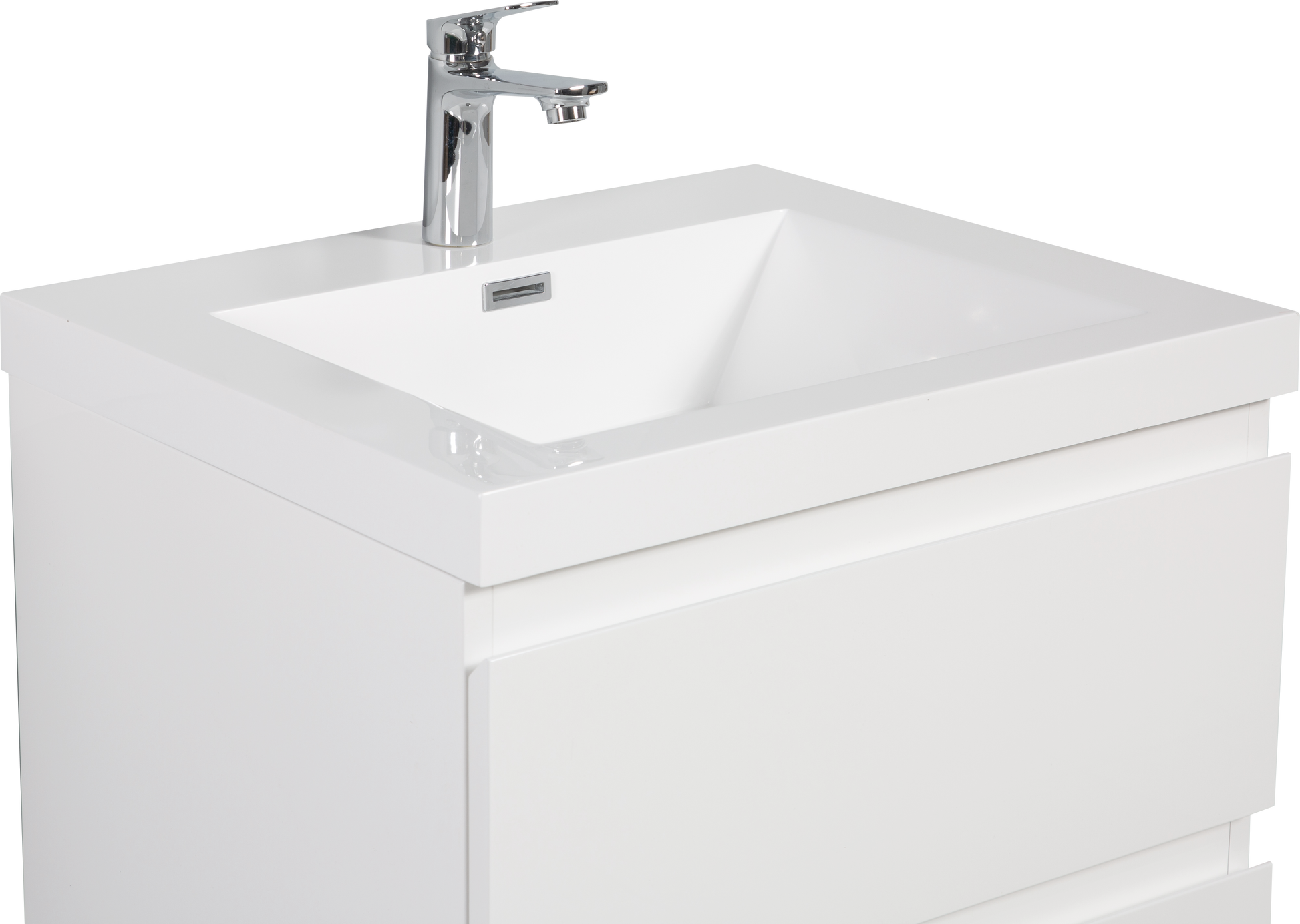 24'' Wall Hung Bathroom Vanity In Gloss White With White Top Glossy White Mdf