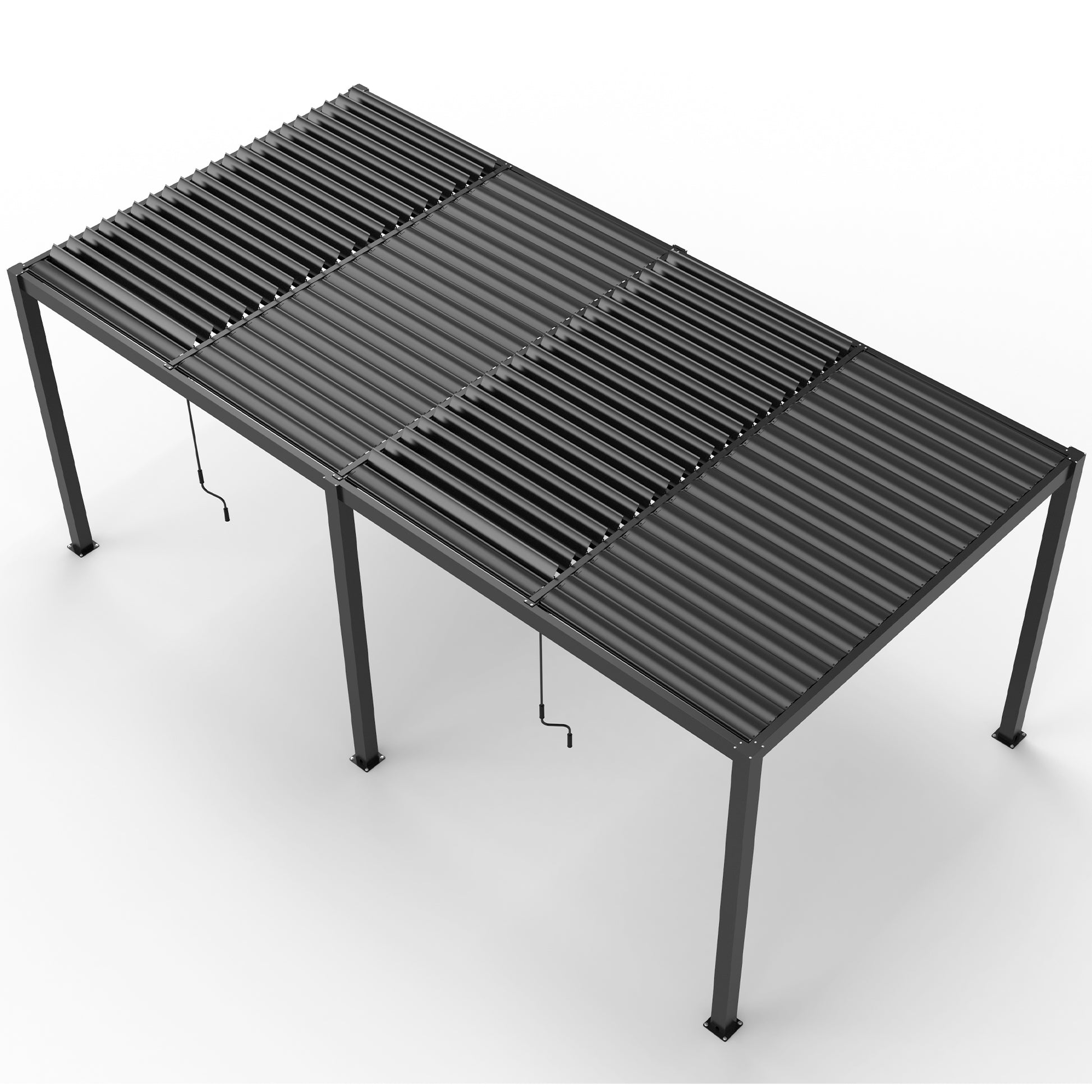 8610J Louver Pergola 10X19Ft Aluminum Frame & Louvers Black Aluminium