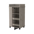 Baltimore Bar Cart With Casters, Glass Door And 2 Side Shelf Grey Primary Living Space Modern Rectangular Particle Board Engineered Wood Medium 40 55In