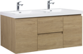 60'' Wall Hung Bathroom Vanity In Natural Oak With White Top 24Vangela 60 6066 Oak Mdf