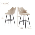 26'' Modern Counter Height Bar Stools Chairs Set Of 2, Mid Century Armless Upholstered Barstools For Kitchen Counter, Upholstered Counter Stools With Backs, Kitchen Island Stool, Beige Metal White Black Dining Room Sponge Wipe Clean Rectangular Modern