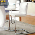 Modern Elegance White Color2Pcs Counter Height Dining Chairs Chrome Metal Legs Dining Room High Chairs White Dining Room Contemporary,Modern Dining Chairs Solid Back Set Of 2 Chrome