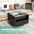 Modern Smart Side Table With Built In Fridge, Wireless Charging, Temperature Control, Power Socket, Usb Ports, Outlet Protection, Induction Light, Black Black Built In Outlets Or Usb Standing Desk Converter Primary Living Space Luxury,Modern Freestanding