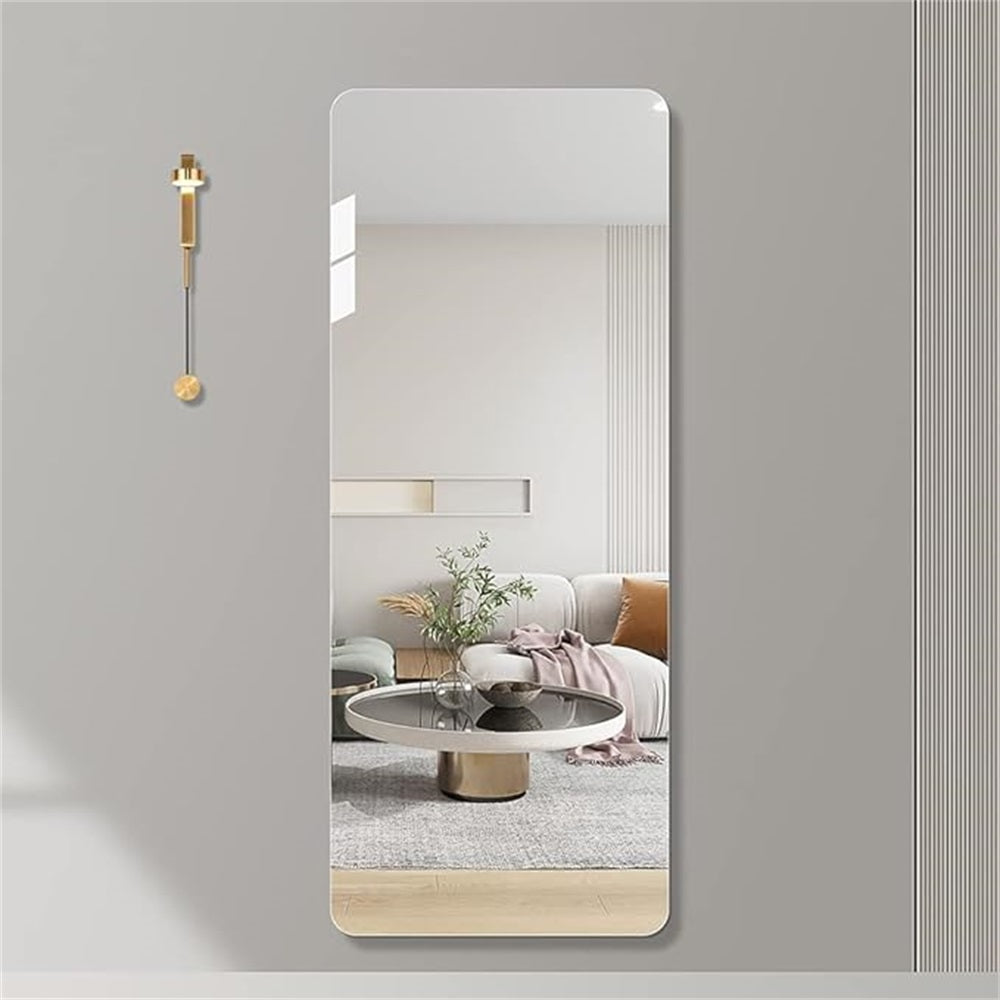 65"X 24" Inch Full Body Round Corner Mirror For Living Room Bedroom Cloakroom Wall Hanging With Hanging Hole High Quality 5Mm Silver Mirror Explosion Proof Glass Clear Modern Glass