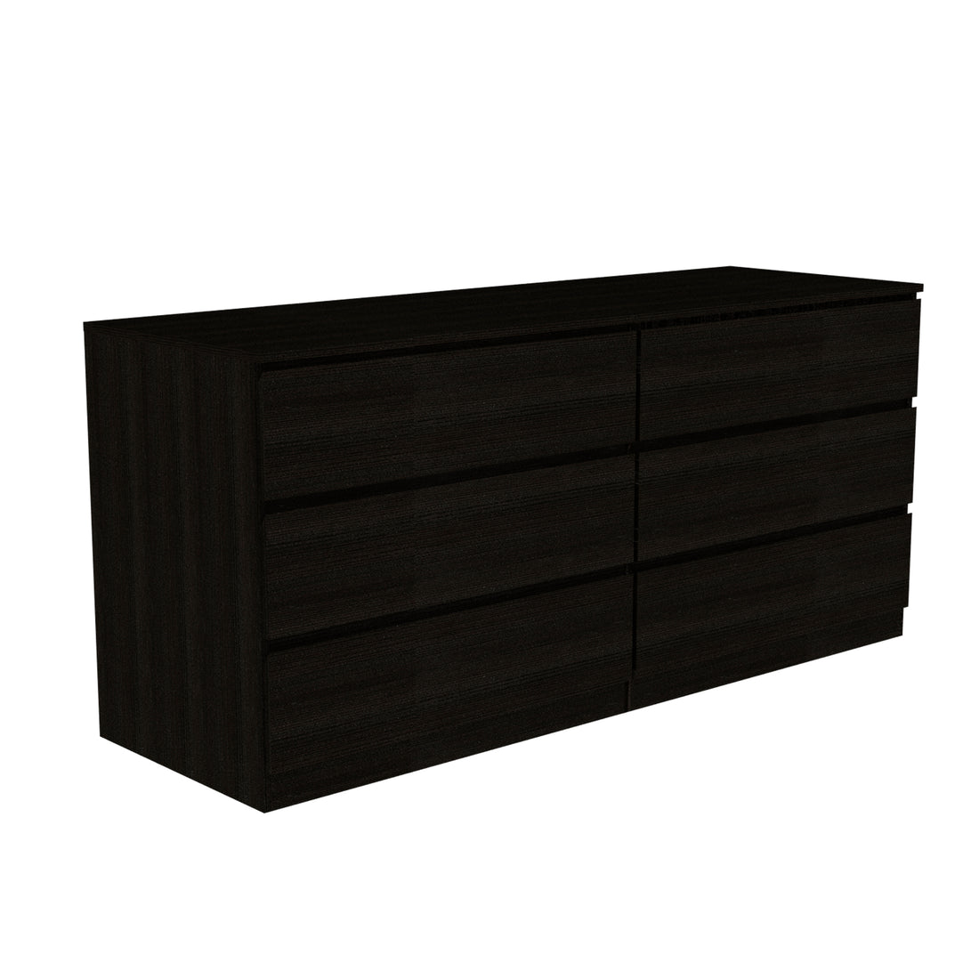 Asteria 6 Drawer Double Dresser, Metal Handles Black Black Bedroom Modern Particle Board Particle Board