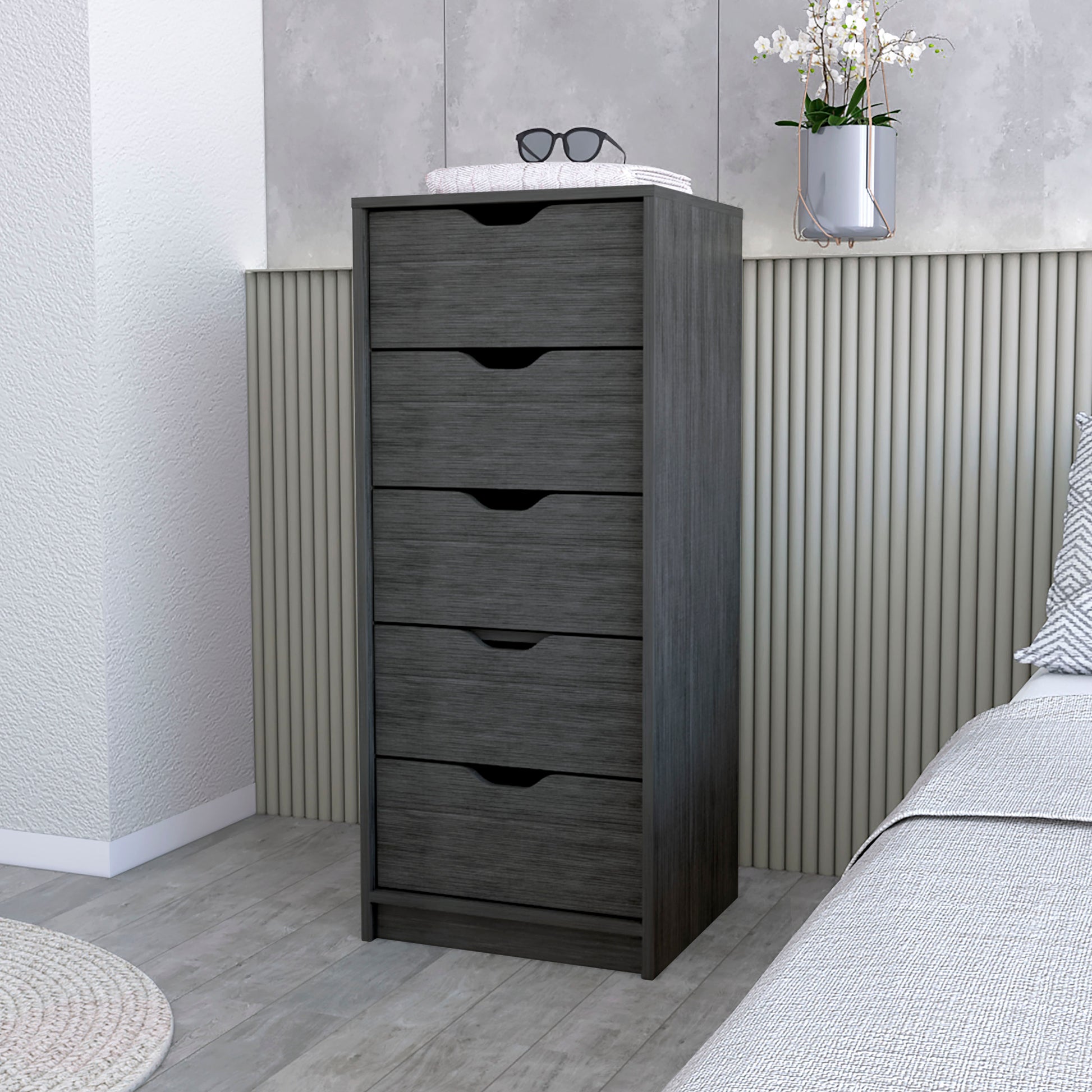 Dillon 5 Narrow Drawer Dresser, Tall Chest Of Drawers Smoke Bedroom Mo Dillon 5 Narrow Drawer Dresser, Tall Chest Of Drawers Smoke Bedroom Mo