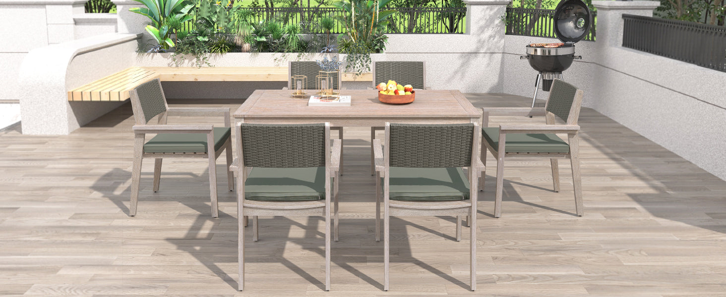 Outdoor Dining Set Patio Dining table and Chairs with yes-white washed-water resistant frame-water