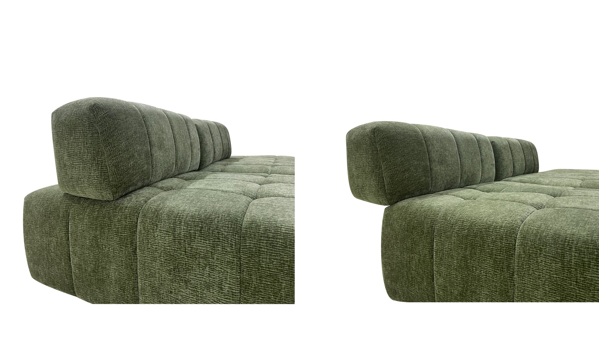 Wks3 Piano Key Combination Sofa, 2 Single Seats Plus 1 Luxury Cloth Sofa, Green Green Fabric 4 Seat