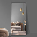 65*24 Inch Floor Mirror Full Length Mirror Ultra Thin Aluminum Alloy Frame Modern Style Standing Hanging Mirror Wall Mounted Mirror Black Modern Glass Metal