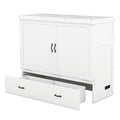 Full Size Murphy Bed With Usb Port And A Large Drawer, White Full White Solid Wood Mdf