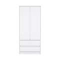 Austin 2 Drawers Armoire, Double Door, Hanging Rod White White Bedroom Modern Particle Board Particle Board