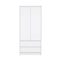 Austin 2 Drawers Armoire, Double Door, Hanging Rod White White Bedroom Modern Particle Board Particle Board