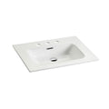 Bb0930Y331, Integrated White Ceramic Basin With Three Predrilled Faucet Holes, Faucet And Drain Assembly Not Included Gloss White Bathroom Modern Ceramic