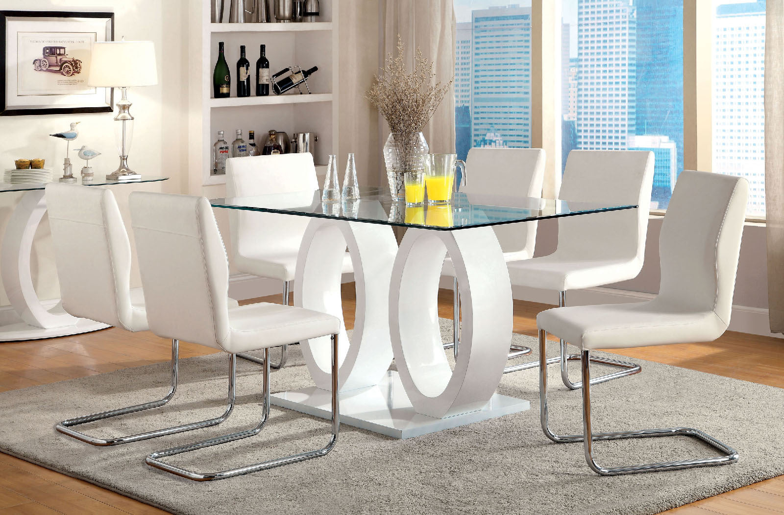 Modern Elegance White Color2Pcs Dining Chairs Chrome Metal Legs Dining Room Side Chairs White Dining Room Contemporary,Modern Side Chair Solid Back Set Of 2 Chrome