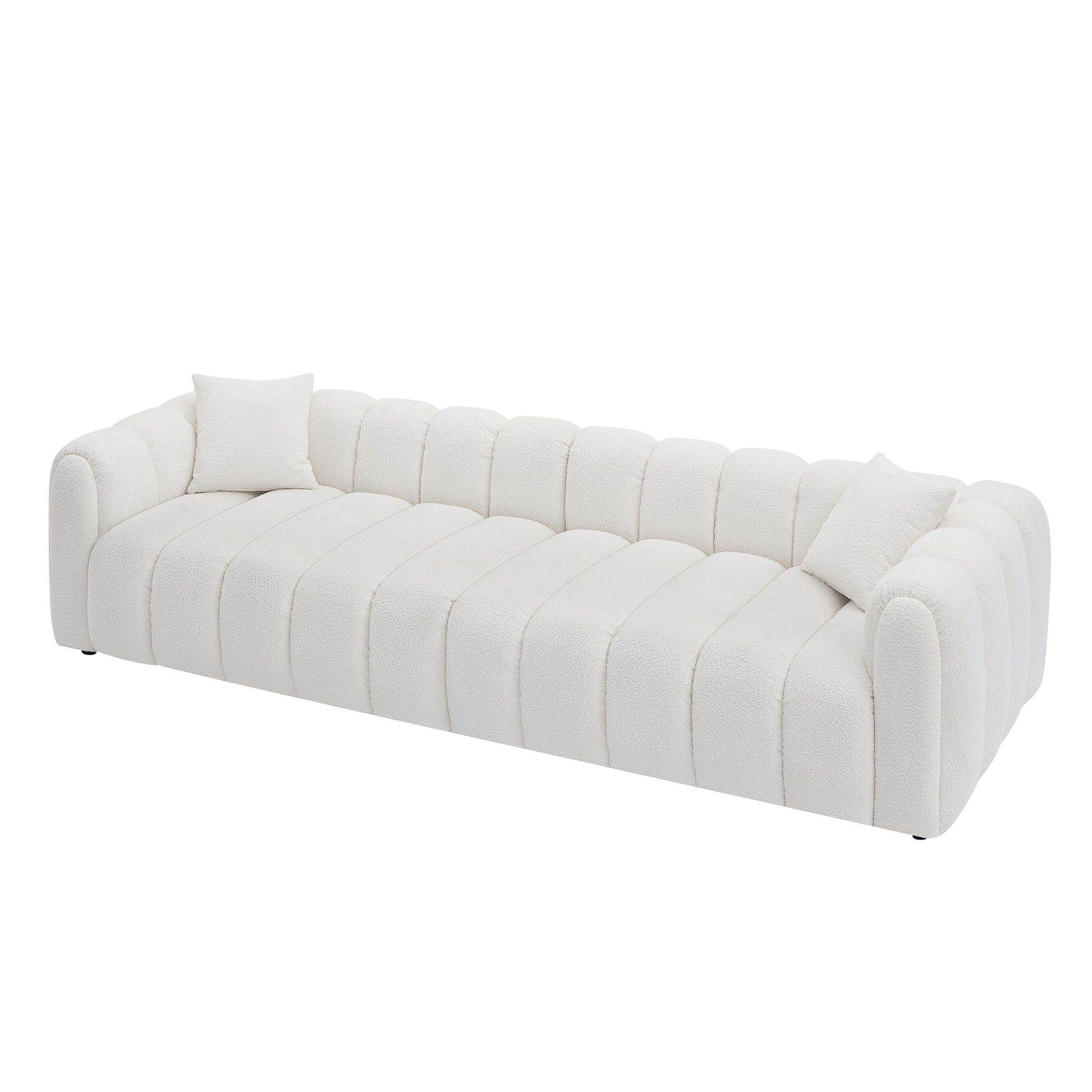 110.23 Inch Oversized Modern Design Sofa,Upholstery Tufted Cloud 41.33''Oversized Deep Seat Sofa,Teddy Fabric Boucle 4 Seats Couch With Solid Wood For Living Room, Office, Bedroom,Apartment Beige Wood Fabric 4 Seat