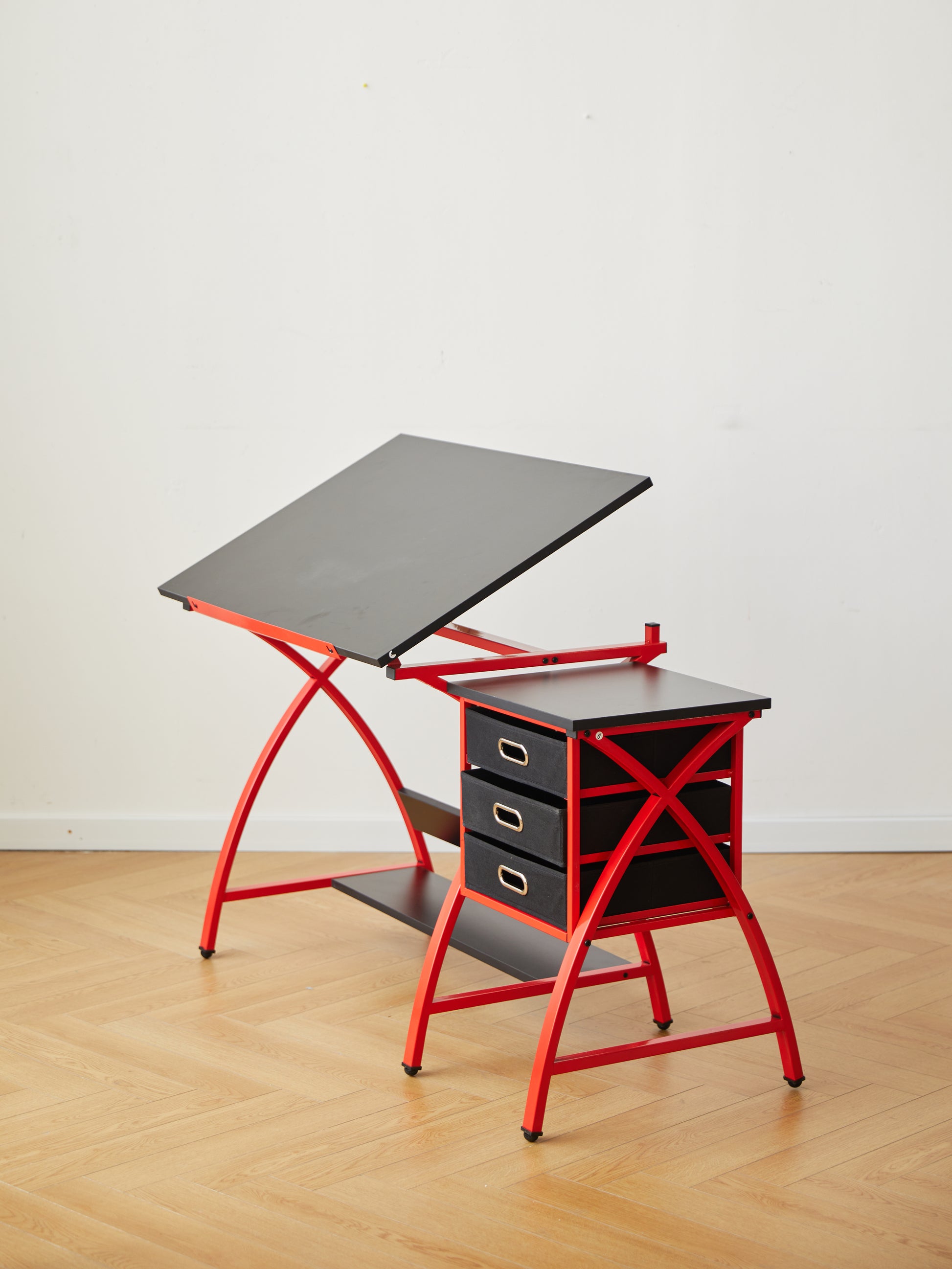 Drafting Table Red With Stool Red Mdf Metal
