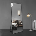 65*24 Inch Floor Mirror Full Length Mirror Ultra Thin Aluminum Alloy Frame Modern Style Standing Hanging Mirror Wall Mounted Mirror Black Modern Glass Metal