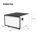 Modern Smart Side Table With Built In Fridge, Wireless Charging, Temperature Control, Power Socket, Usb Ports, Outlet Protection, Induction Light, White Black White Built In Outlets Or Usb Standing Desk Converter Primary Living Space Luxury,Modern