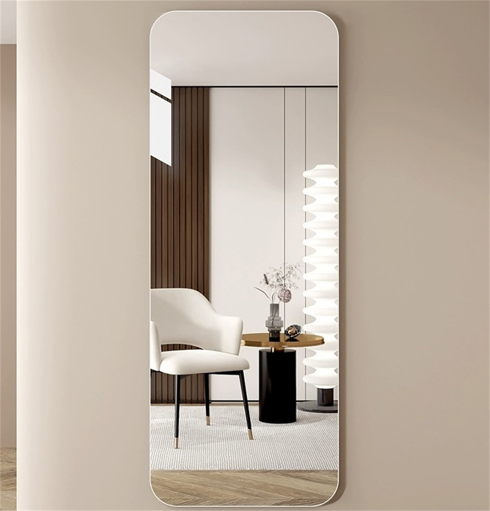 65"X 24" Inch Full Body Round Corner Mirror For Living Room Bedroom Cloakroom Wall Hanging With Hanging Hole High Quality 5Mm Silver Mirror Explosion Proof Glass Clear Modern Glass