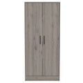 Ambery 180 Armoire, Two Shelves, Double Door, Metal Rod, One Drawer Light Gray Gray Bedroom Modern Particle Board Particle Board