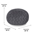 Faux Fur Bean Bag Chair, Grey 3Ft Cozy And Stretchable Fabric Lounger For Children And Adults With Easy Clean Cover, Comfortable Faux Fur Seating For Bedrooms, Filled With Shredded And Memory Foam. Gray Faux Fur