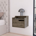 Florence Floating Nightstand With Drawer And Dual Shelf Display Dark Brown Particle Board Engineered Wood