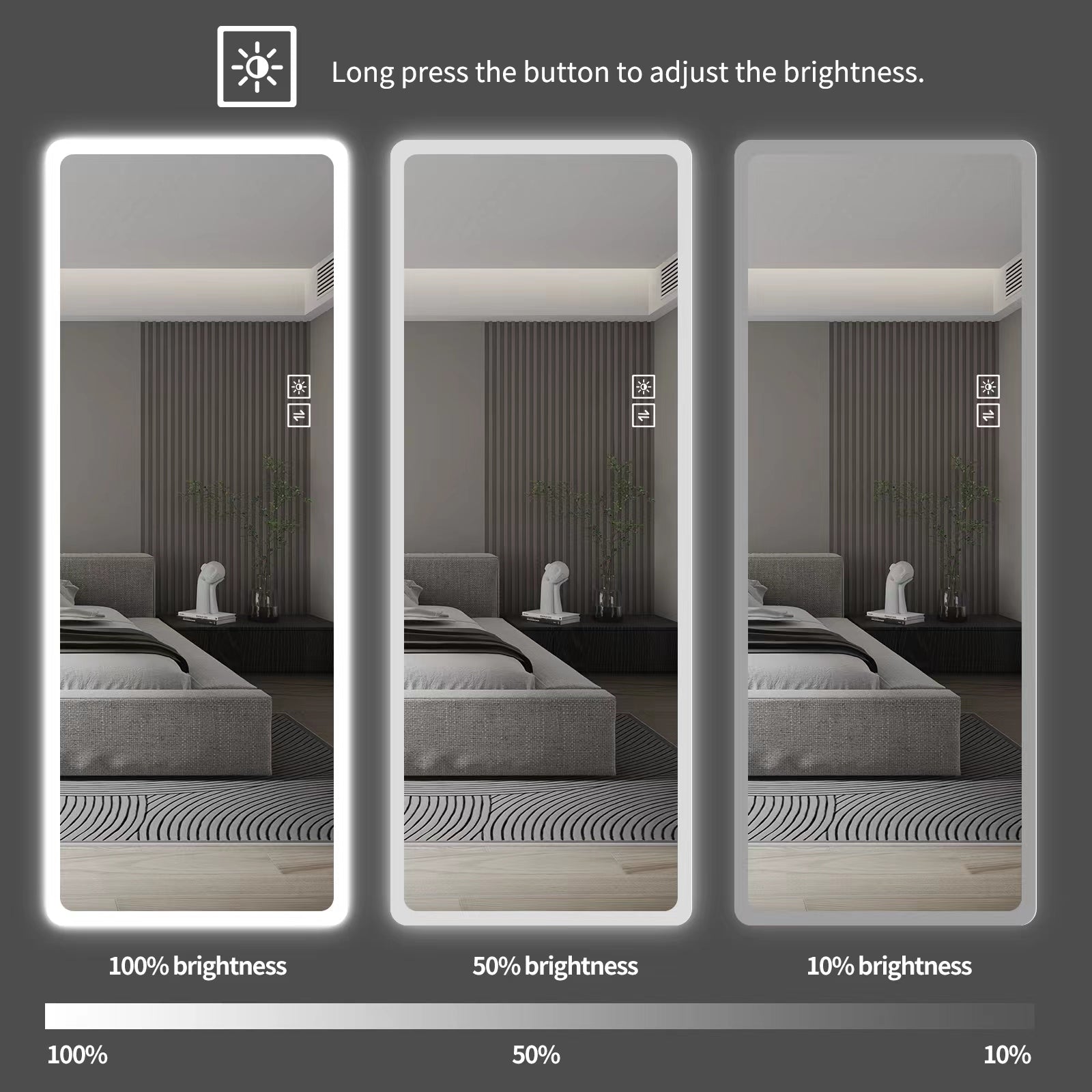 Full Length Mirror Lighted Vanity Body Mirror Led Mirror Wall Mounted Mirror Big Size Rounded Corners, Bedroom,Living Room,Dressing Room Hotel Clear Artsy,Modern Glass