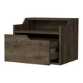 Florence Floating Nightstand With Drawer And Dual Shelf Display Dark Brown Particle Board Engineered Wood