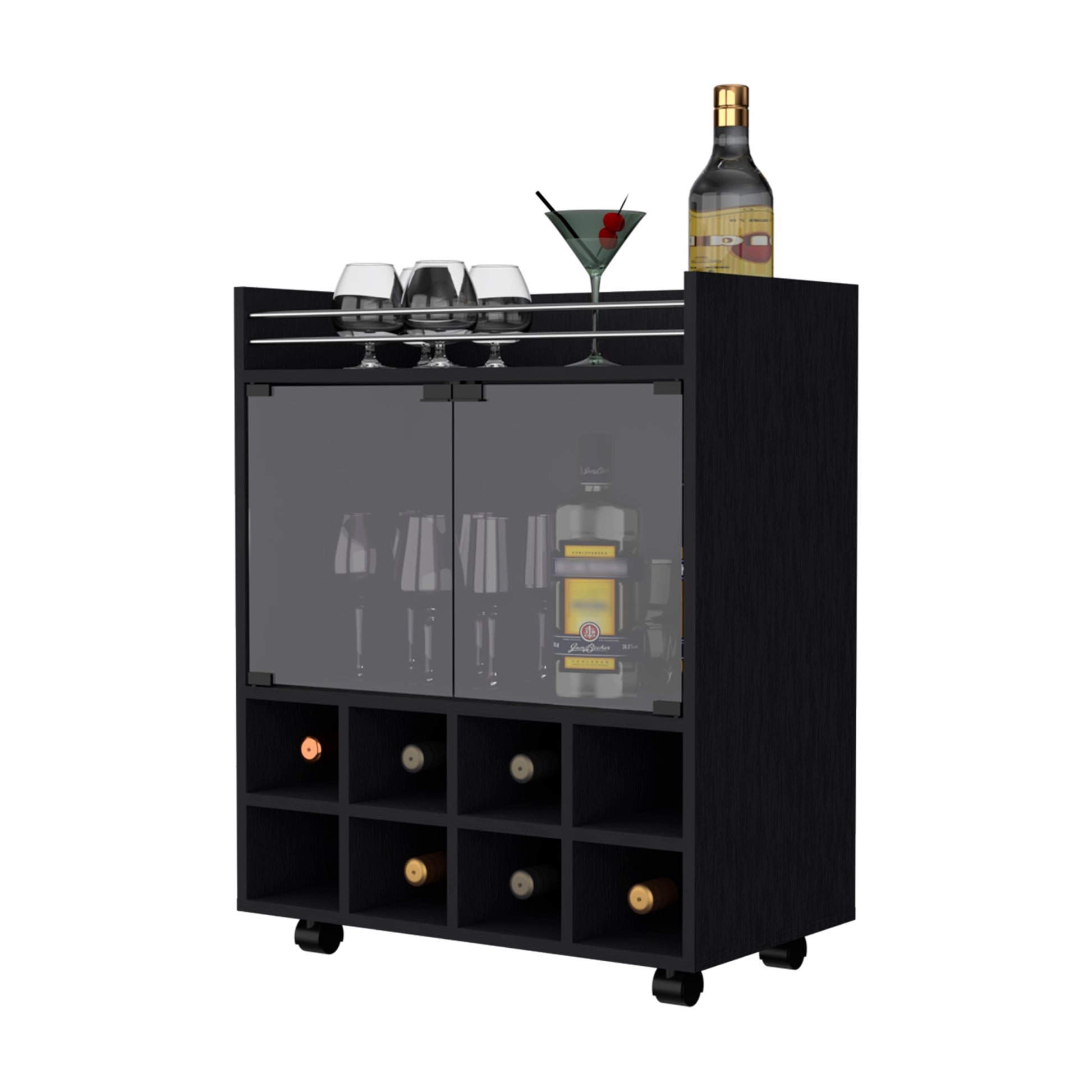 Minneapolis Bar Cart With Integrated 8 Bottle