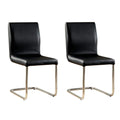 Modern Elegance Black Color2Pcs Dining Chairs Chrome Metal Legs Dining Room Side Chairs Black Dining Room Contemporary,Modern Side Chair Solid Back Set Of 2 Chrome