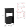 95 Pantry Kit, Four Legs, Double Door Cabinet, Three Shelves Black Freestanding Black Kitchen Shelves Included Modern Particle Board Particle Board