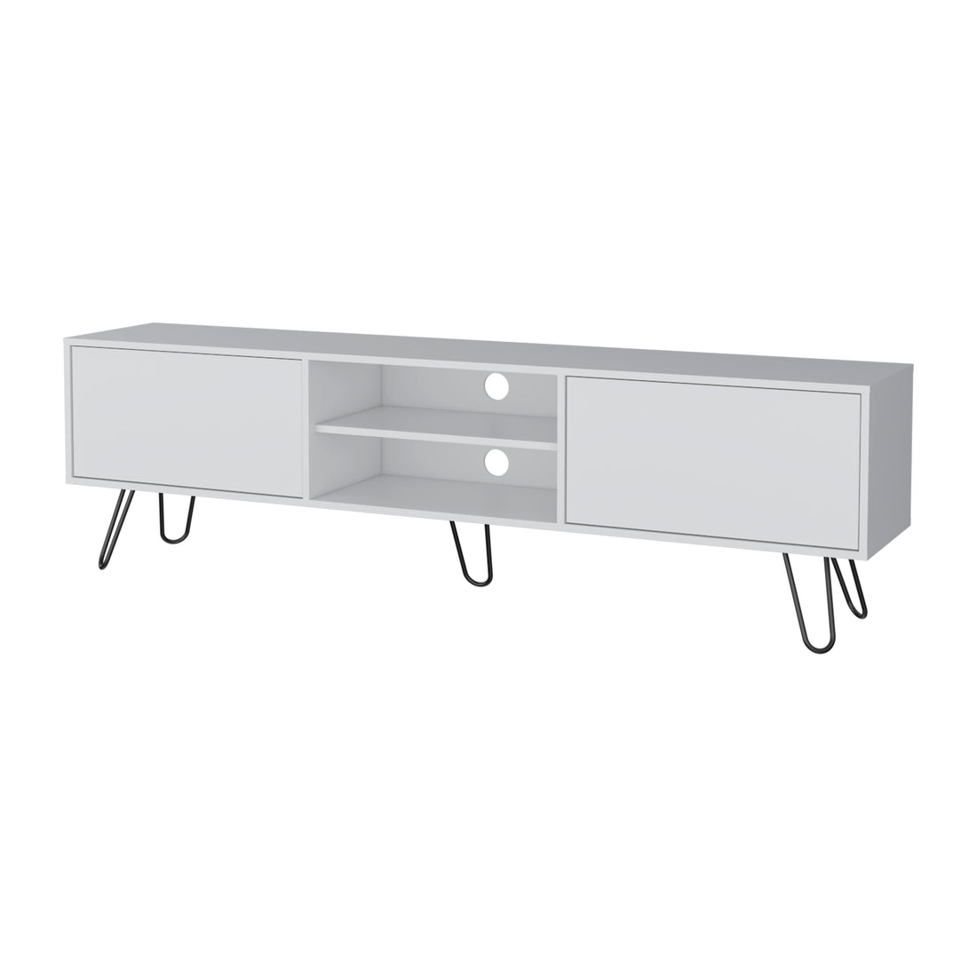 Selby Tv Rack, Hairpin Leg Design With Spacious Storage White White Primary Living Space 40 49 Inches 40 49 Inches American Design,Modern Pine 50 Inches Particle Board Engineered Wood