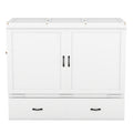 Full Size Murphy Bed With Usb Port And A Large Drawer, White Full White Solid Wood Mdf