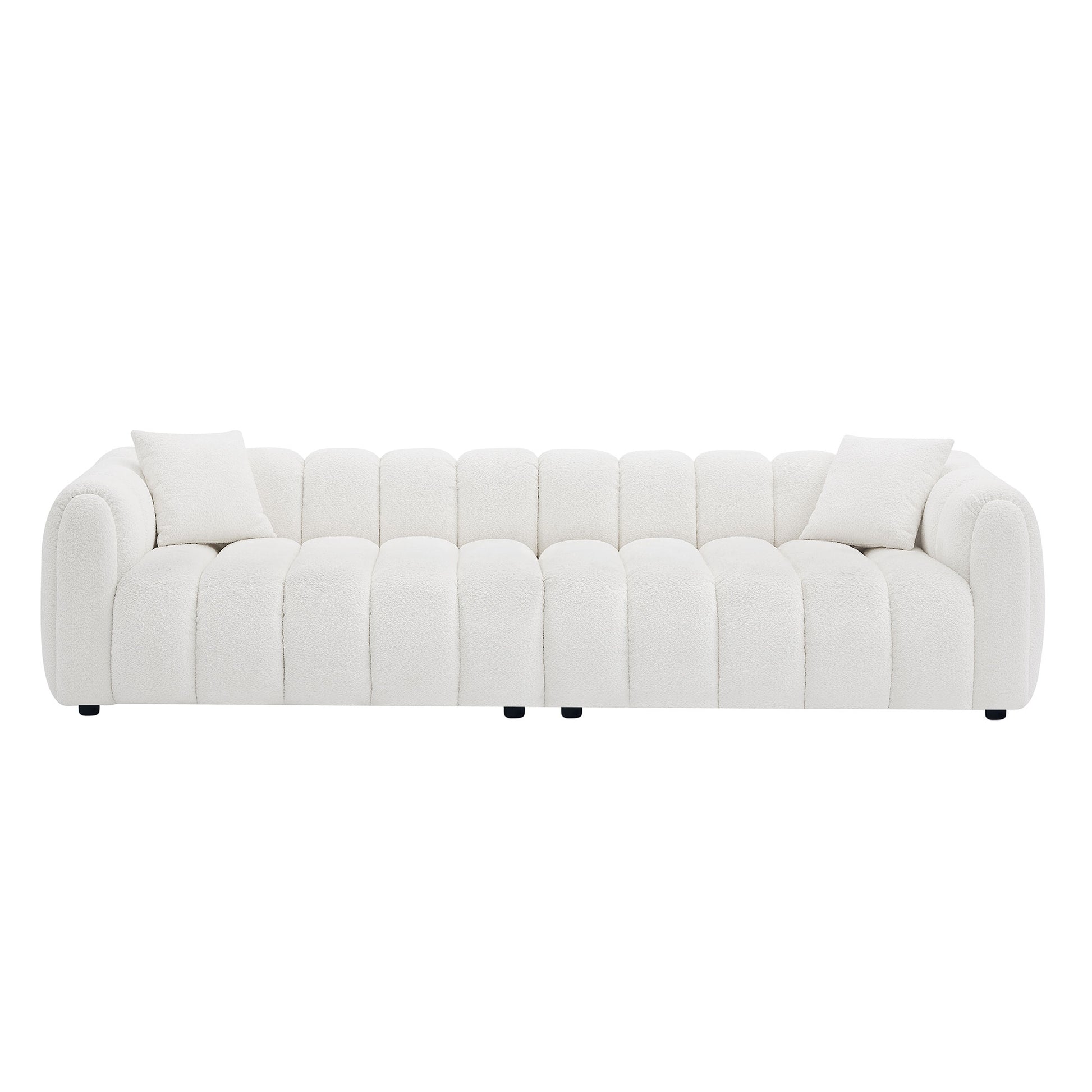 110.23 Inch Oversized Modern Design Sofa,Upholstery Tufted Cloud 41.33''Oversized Deep Seat Sofa,Teddy Fabric Boucle 4 Seats Couch With Solid Wood For Living Room, Office, Bedroom,Apartment Beige Wood Fabric 4 Seat