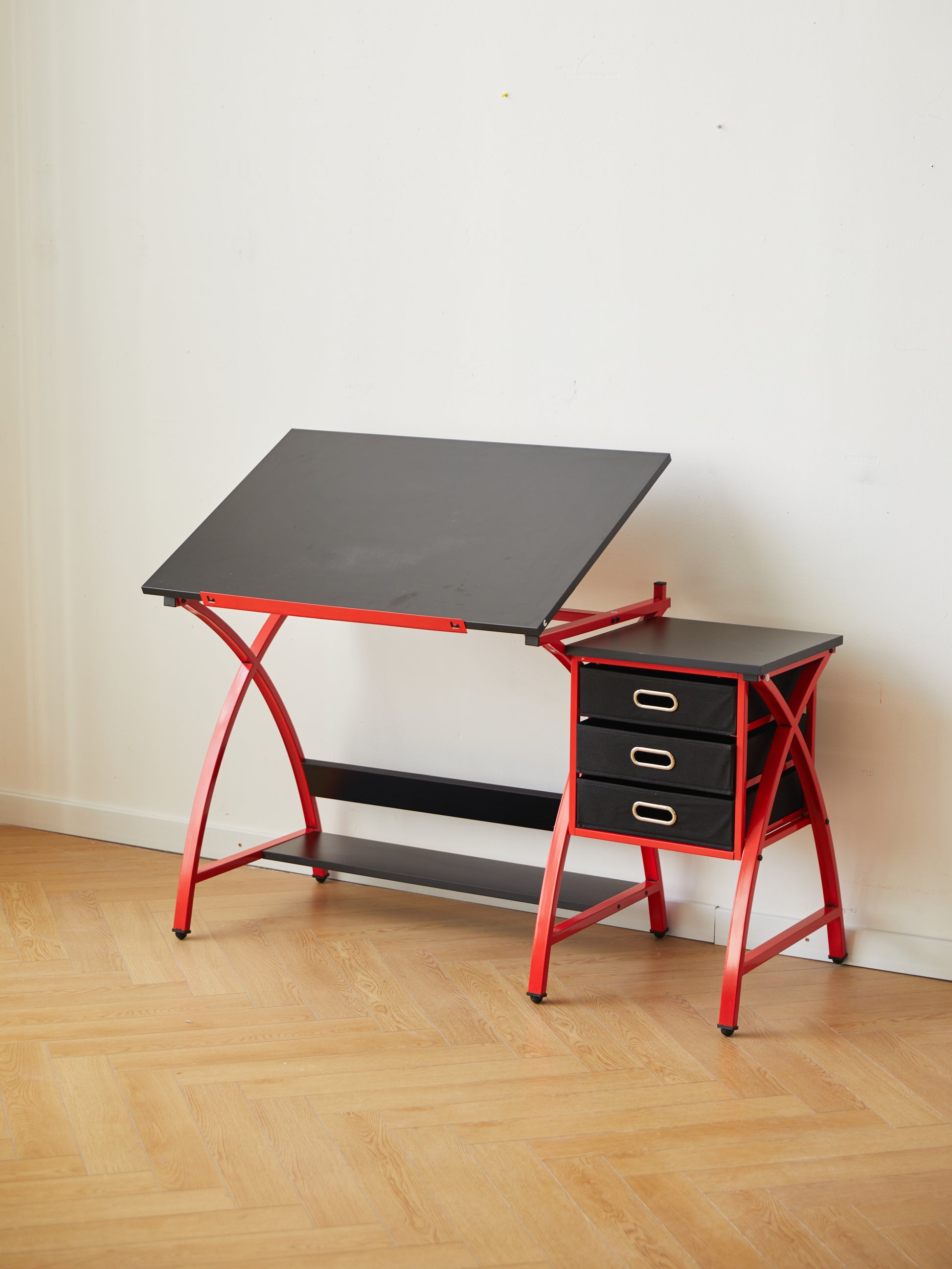 Drafting Table Red With Stool Red Mdf Metal