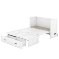 Full Size Murphy Bed With Usb Port And A Large Drawer, White Full White Solid Wood Mdf