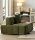 Wks3 Piano Key Combination Sofa, 2 Single Seats Plus 1 Luxury Cloth Sofa, Green Green Fabric 4 Seat