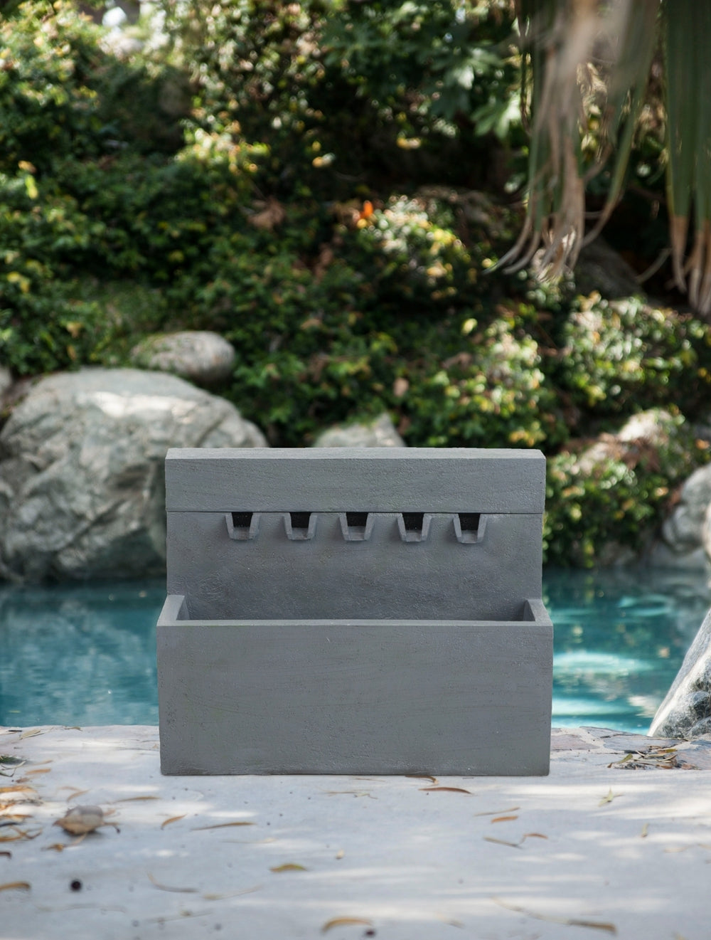 11.8x30.7x23.6" Decorative Gray Fountain with gray-garden &