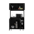 95 Pantry Kit, Four Legs, Double Door Cabinet, Three Shelves Black Freestanding Black Kitchen Shelves Included Modern Particle Board Particle Board