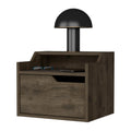 Florence Floating Nightstand With Drawer And Dual Shelf Display Dark Brown Particle Board Engineered Wood