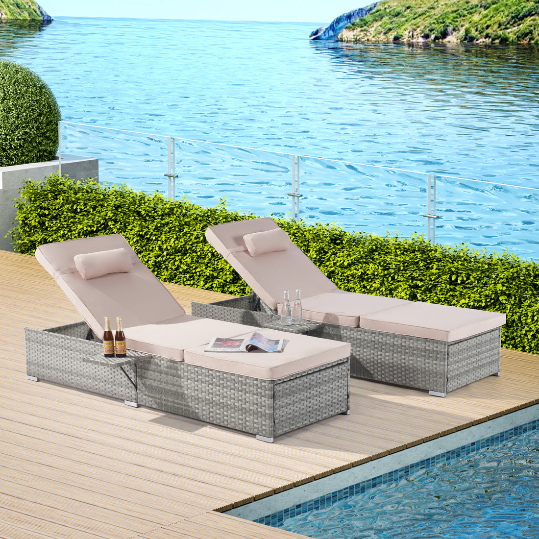 Outdoor Sofa Pe Rattan Furniture Deck Chair Gray Rattan Yes Complete Patio Set Gray Seats 2 Uv Resistant Frame Water Resistant Cushion Garden & Outdoor American Design,American Traditional Complete Patio Sets Polyester Pe Rattan Iron Waterproof Fabric