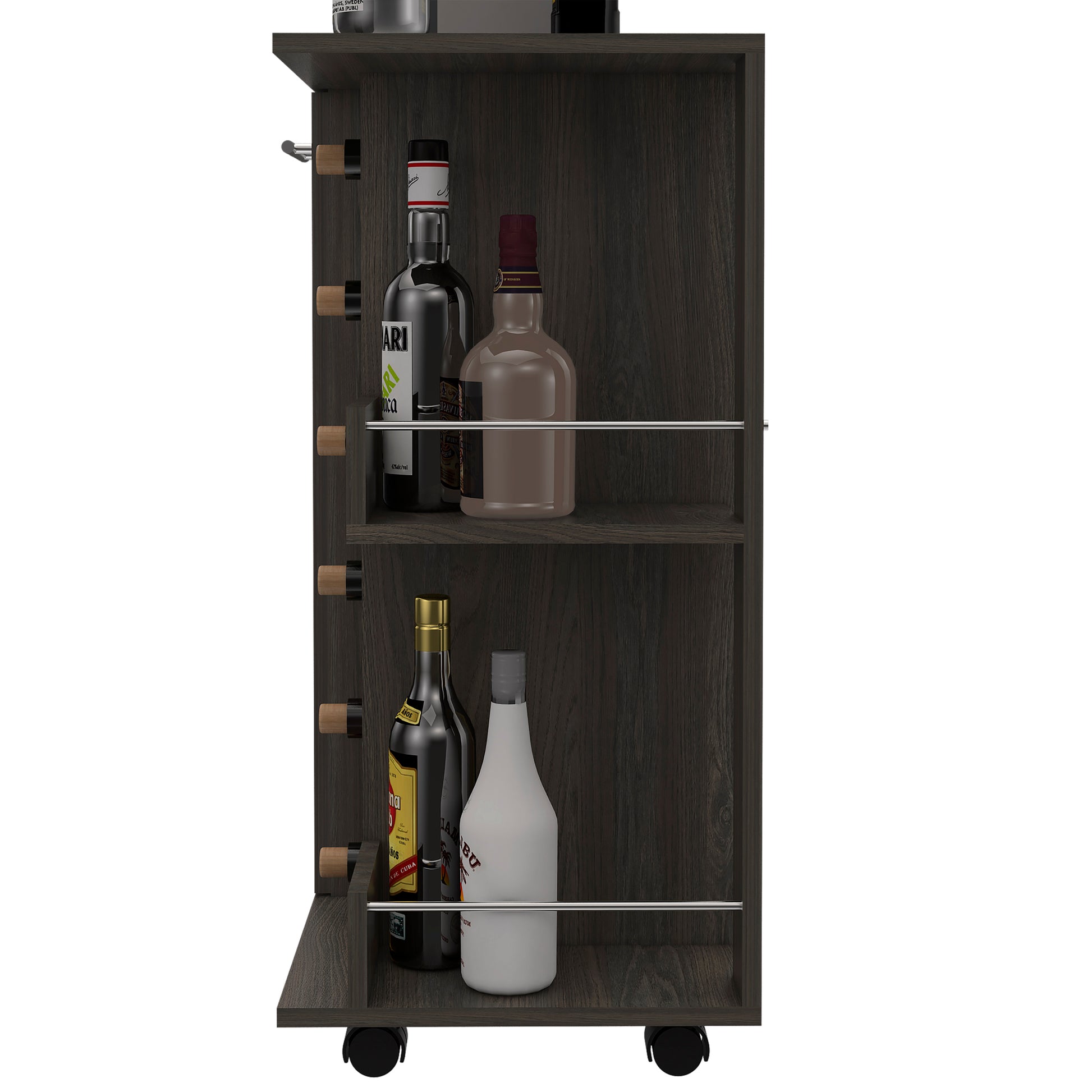 Tennessee Bar Cart, One Cabinet With Division, Six mobile carts-5 or more spaces-gray-gray-primary