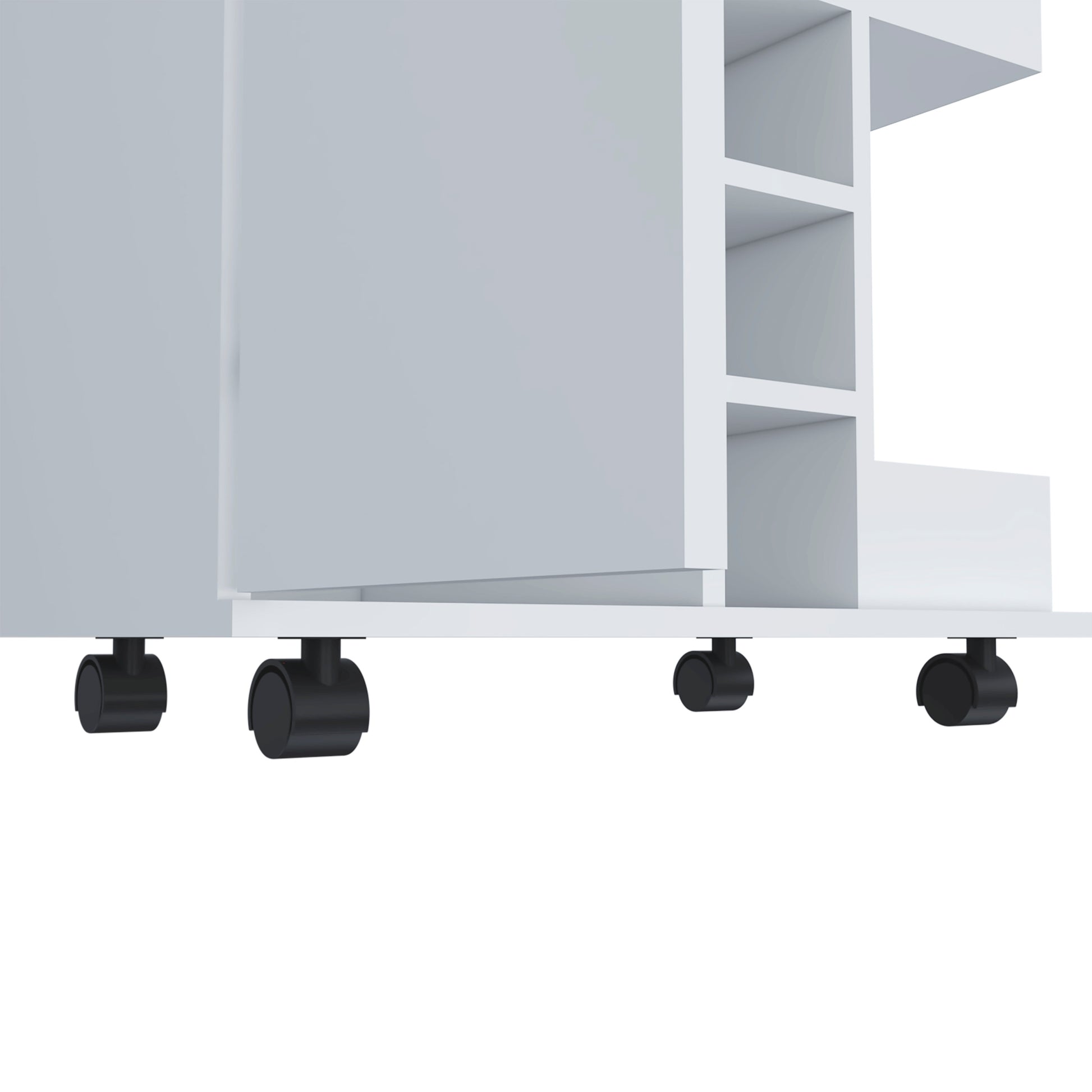 Tennessee Bar Cart, One Cabinet With Division, Six mobile carts-5 or more spaces-white-white-primary