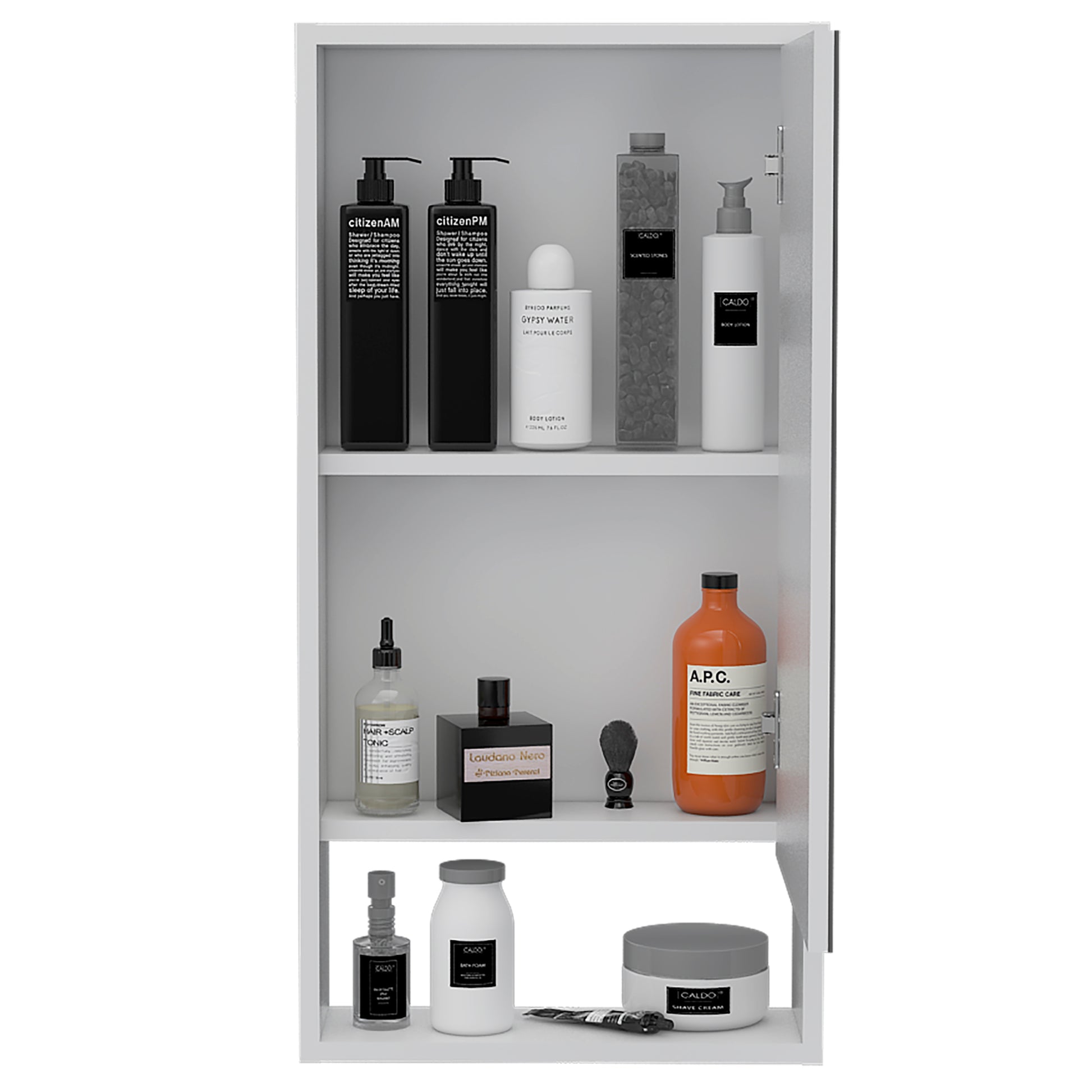 Modesto Medicine Cabinet, One Open Shelf, Mirrored Cabinet With Two Interior Shelves White 1 3 18 To 23 In 32 To 35 In Mirror Included Bathroom Freestanding Contemporary 5 10 Inches Melamine Engineered Wood