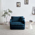 Sofa Set Of 3, 1 1 3 Seats Living Room Sofa Set, Accent Chair, Loveseat, And Three Seat Sofa Modern Style Round Arms 3 Piece Sofa Set, Blue Blue Chenille 5 Seat